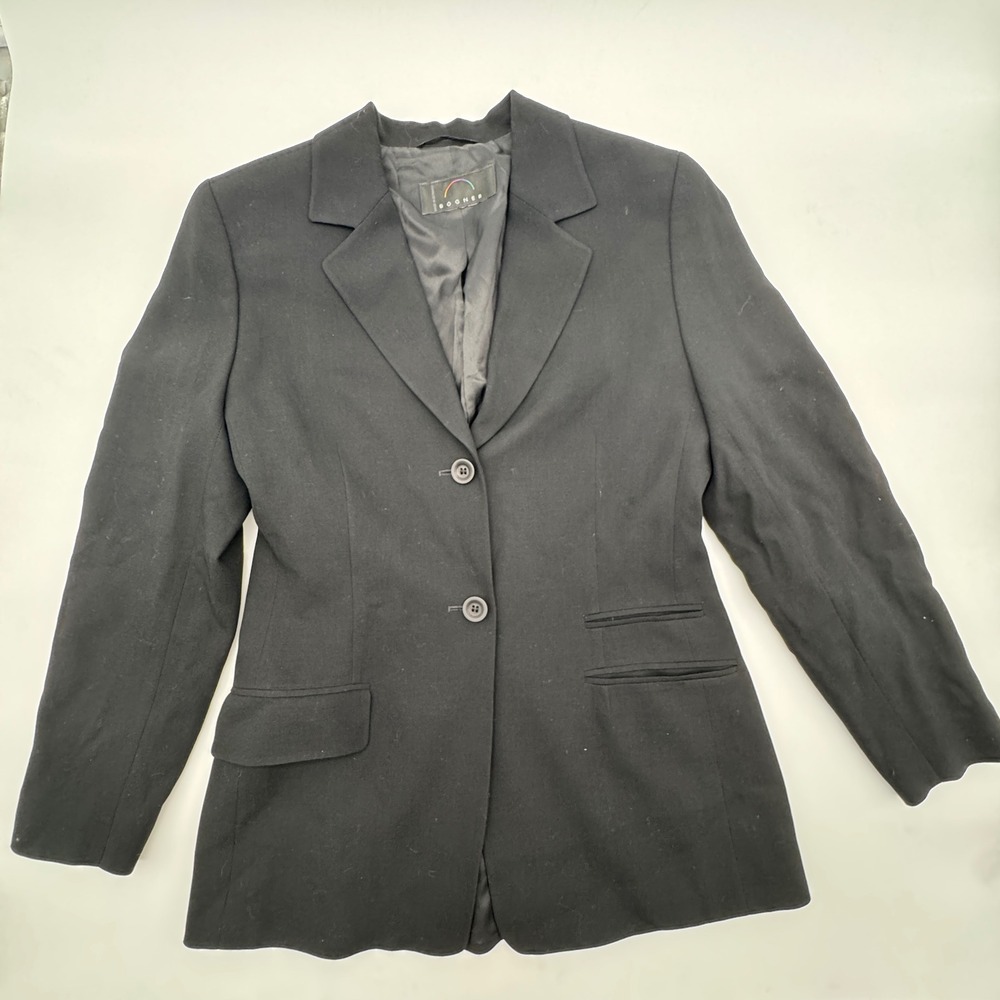 BOGNER Women Black 100% Virgin Wool Blazer Jacket‎ US 10 Long